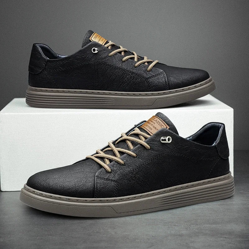 Men's Leather Low-Top Sneakers - Everyday Casual