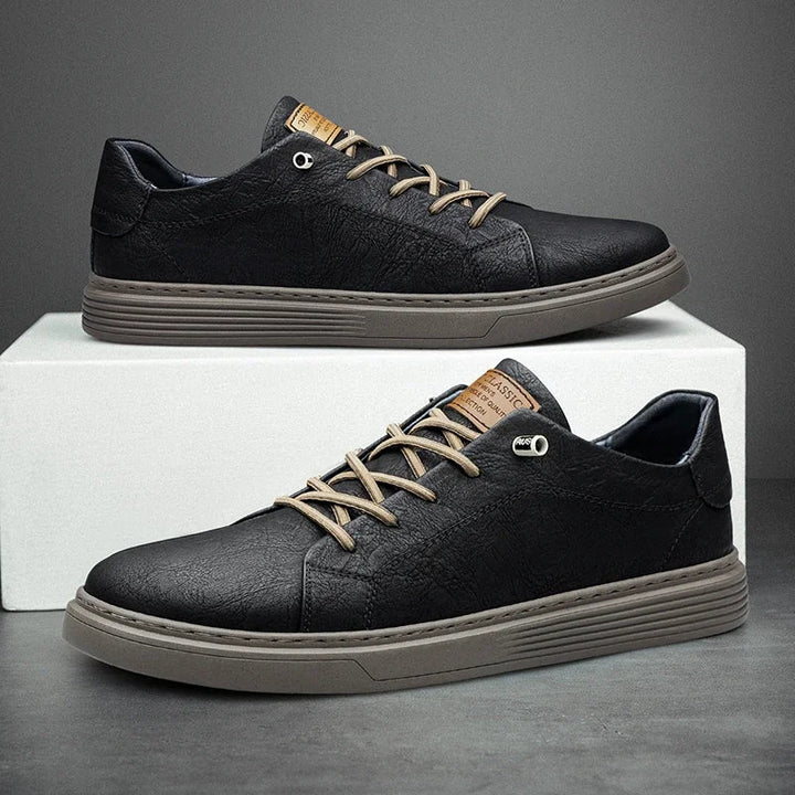 Men's Leather Low-Top Sneakers - Everyday Casual