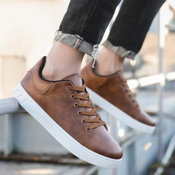Men's Leather Low-Top Sneakers - Everyday Casual