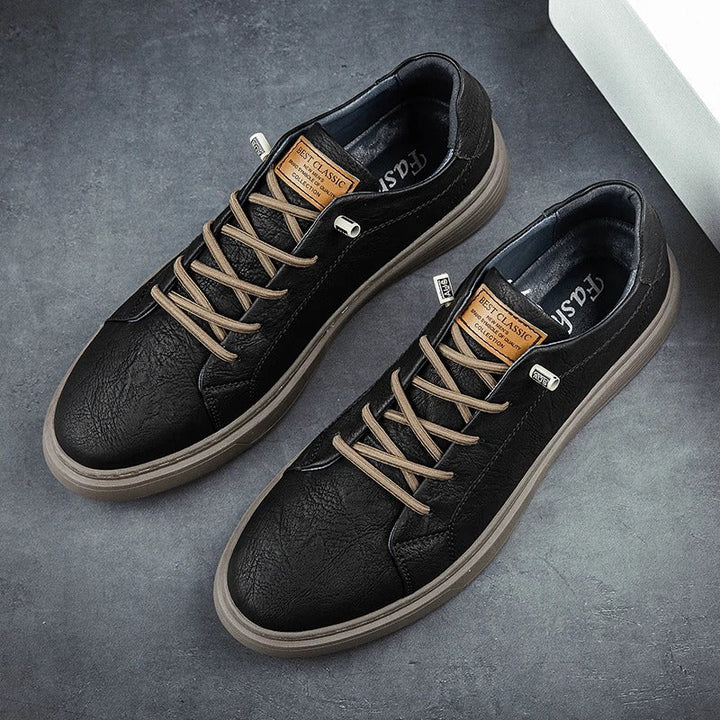 Men's Leather Low-Top Sneakers - Everyday Casual