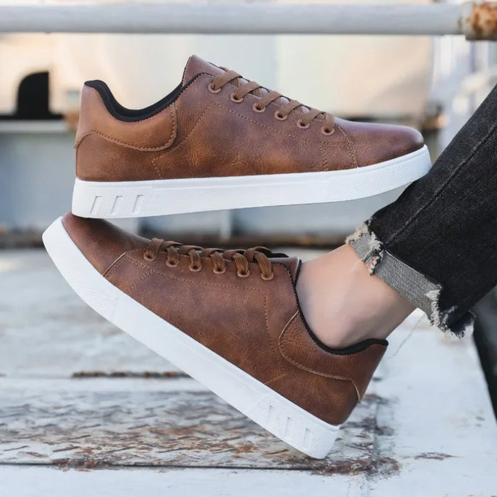 Men's Leather Low-Top Sneakers - Everyday Casual