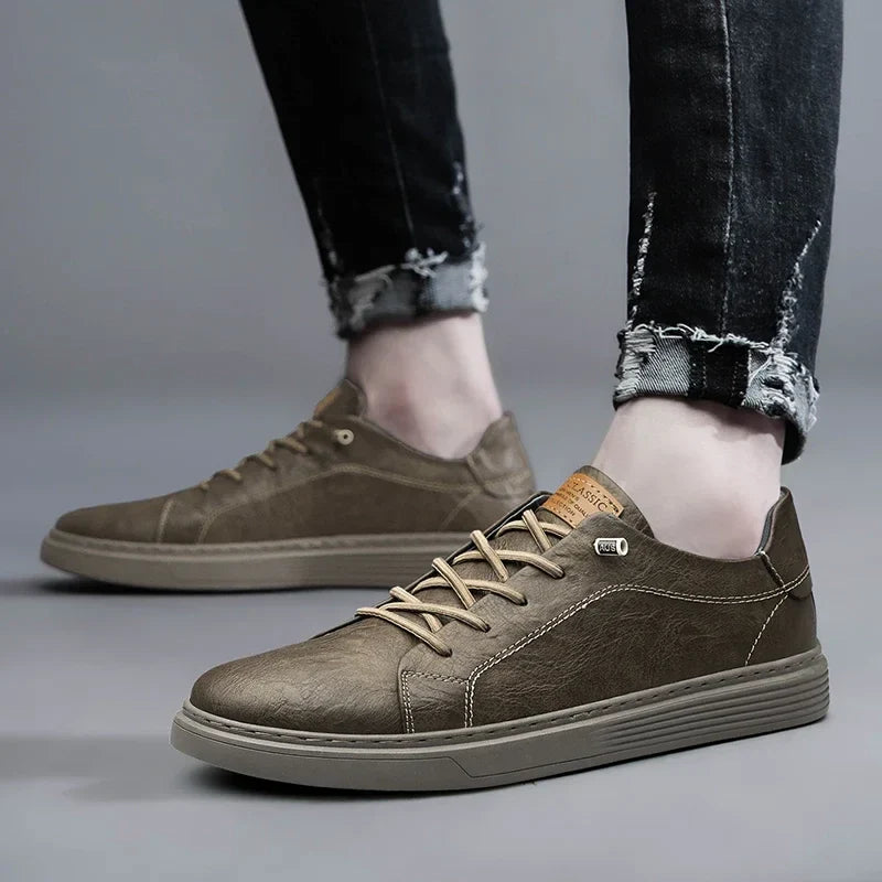 Men's Leather Low-Top Sneakers - Everyday Casual