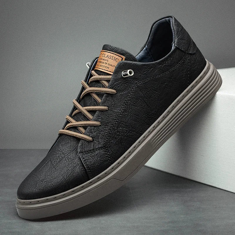 Men's Leather Low-Top Sneakers - Everyday Casual