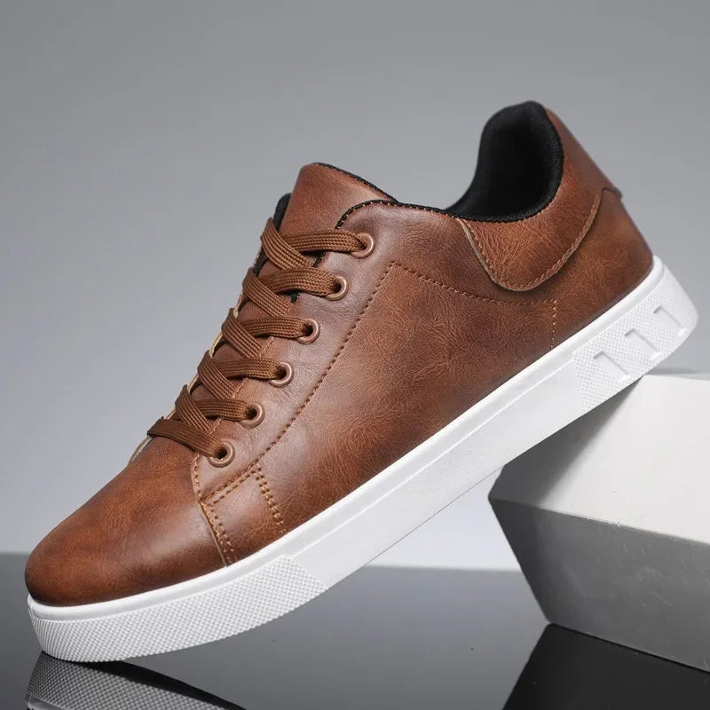 Men's Leather Low-Top Sneakers - Everyday Casual