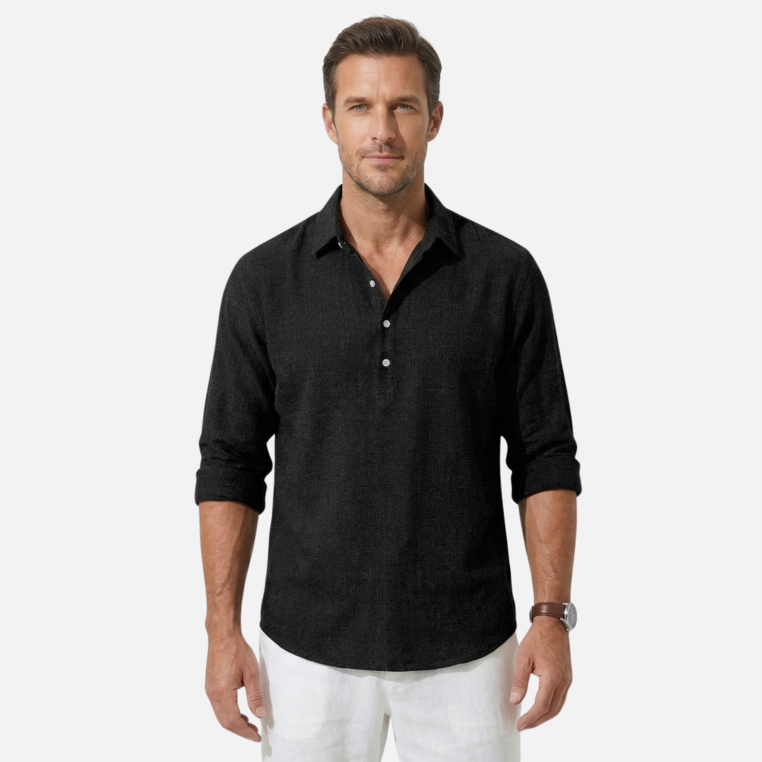 Men's Lightweight Breathable Linen Summer Shirt with Classic Collar