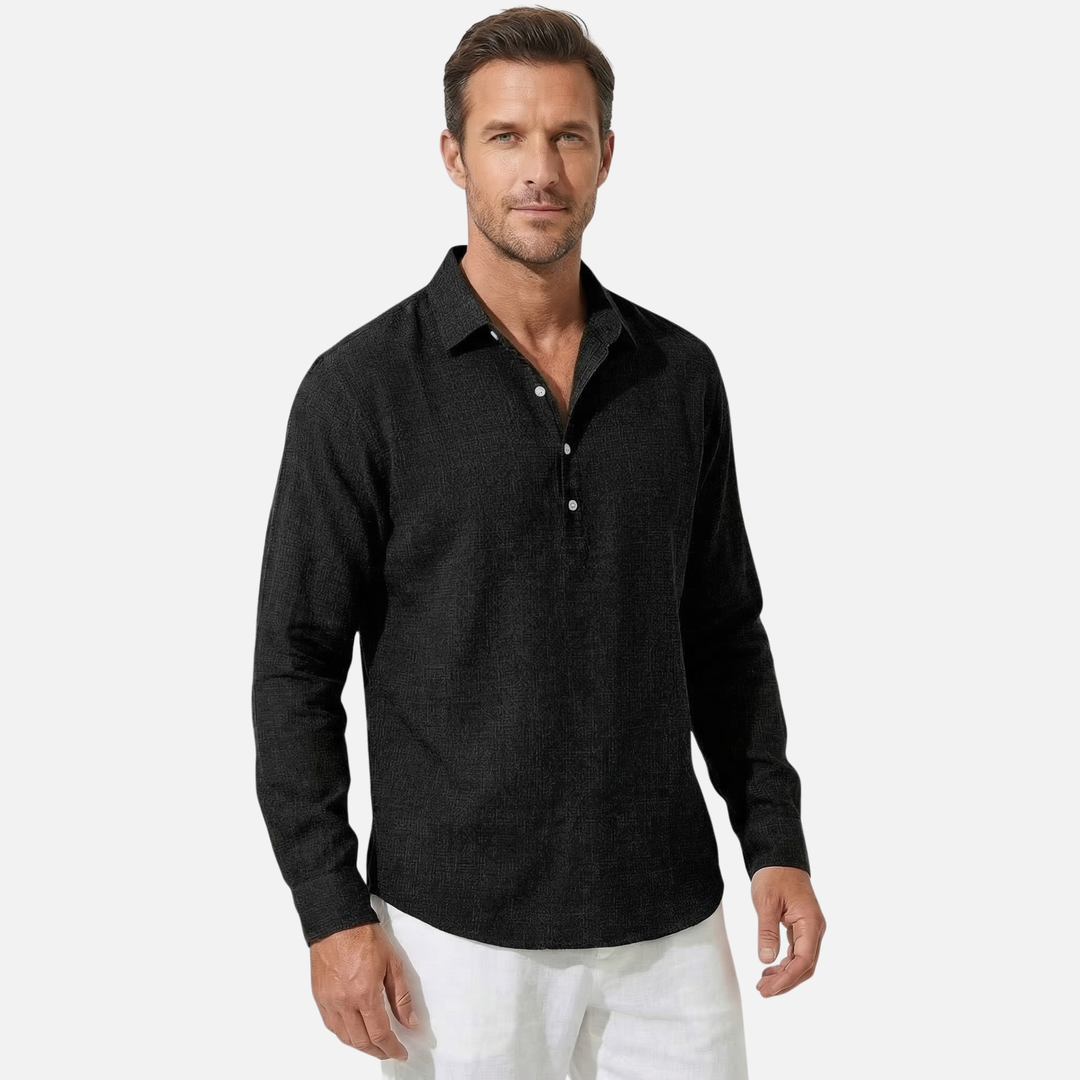 Men's Lightweight Breathable Linen Summer Shirt with Classic Collar