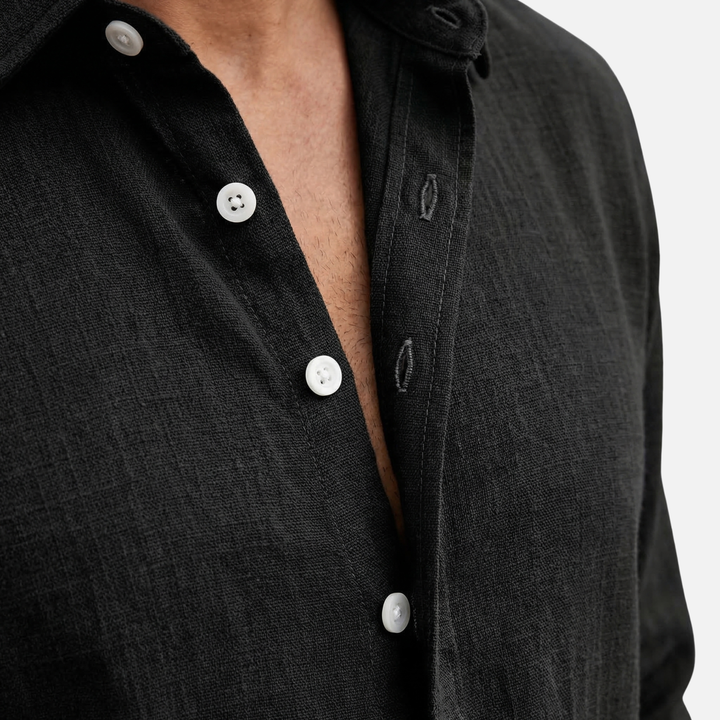 Men's Lightweight Breathable Linen Summer Shirt with Classic Collar