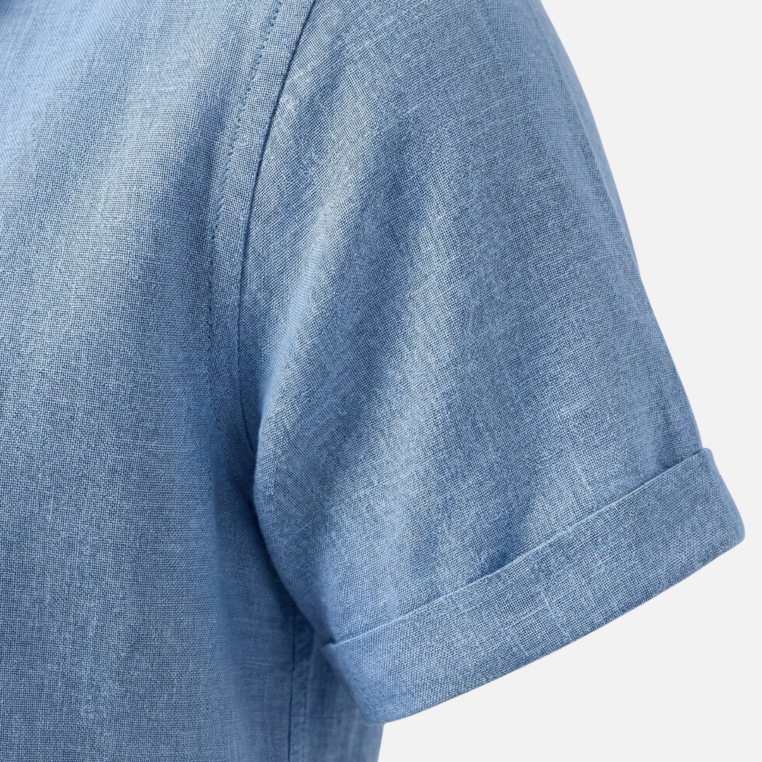 Men's Lightweight Linen Spread Collar Shirt