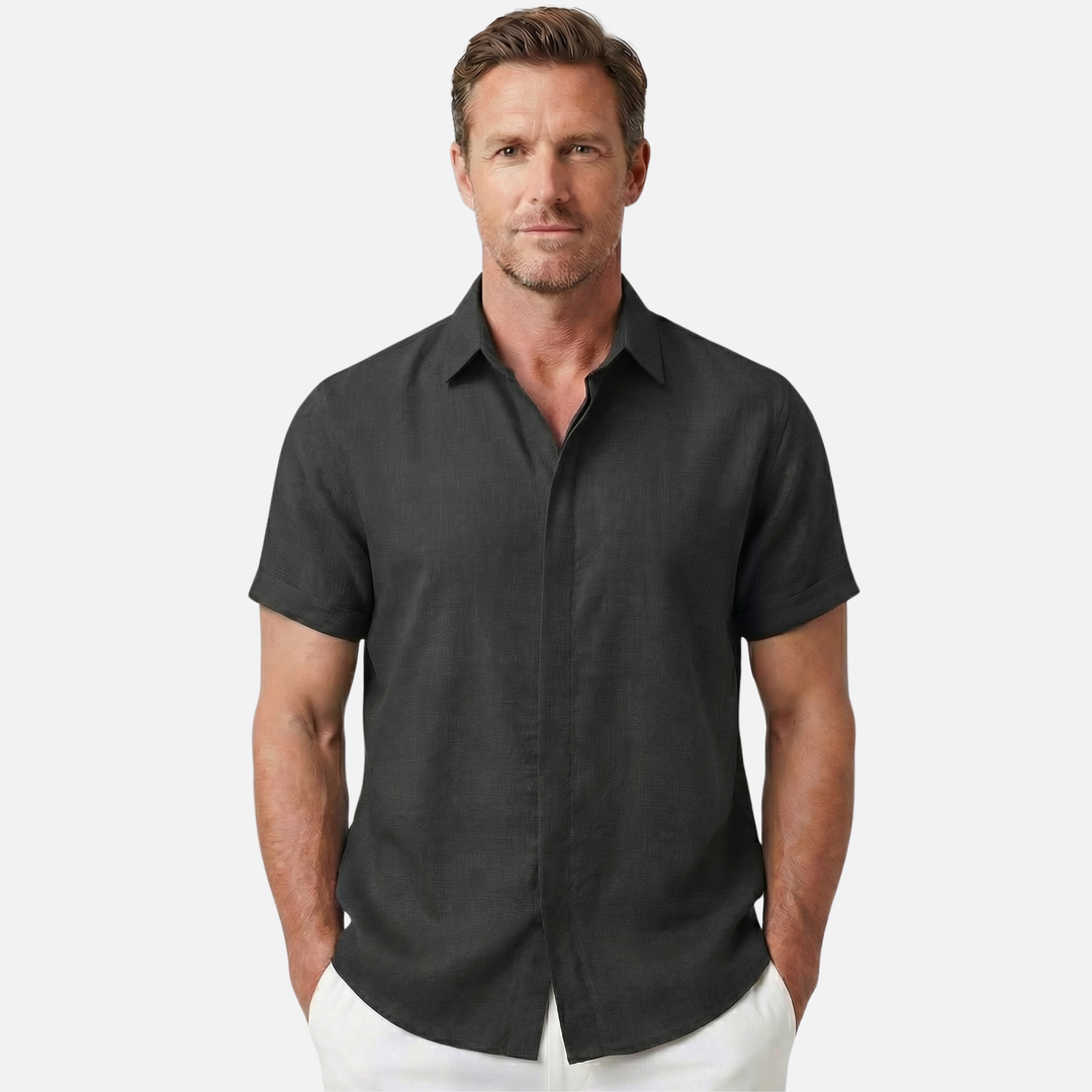 Men's Lightweight Linen Spread Collar Shirt