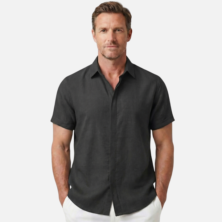 Men's Lightweight Linen Spread Collar Shirt