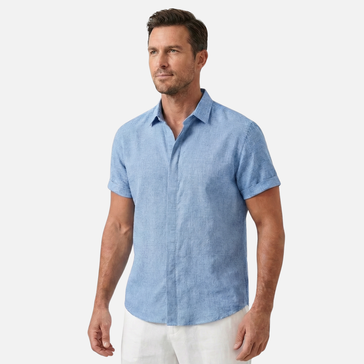 Men's Lightweight Linen Spread Collar Shirt