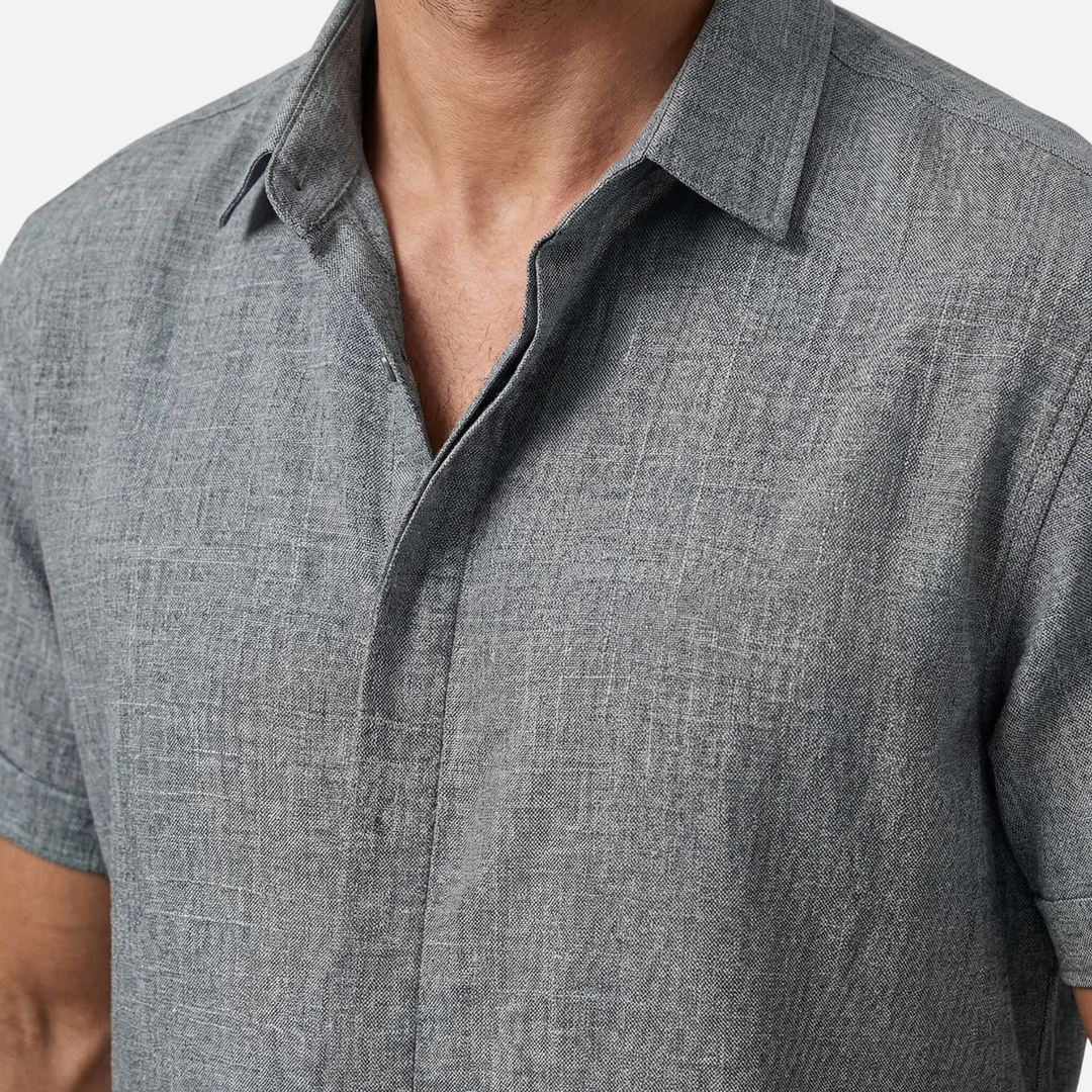 Men's Lightweight Linen Spread Collar Shirt