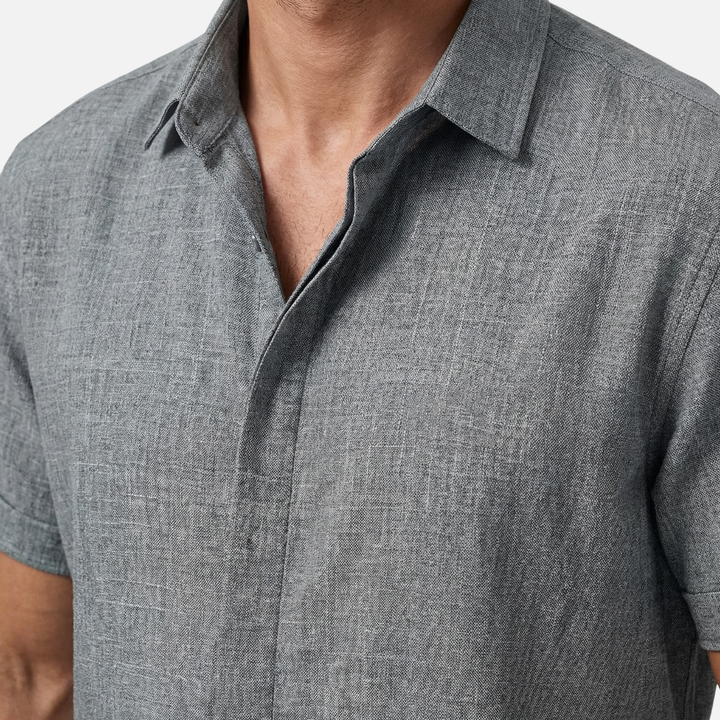 Men's Lightweight Linen Spread Collar Shirt