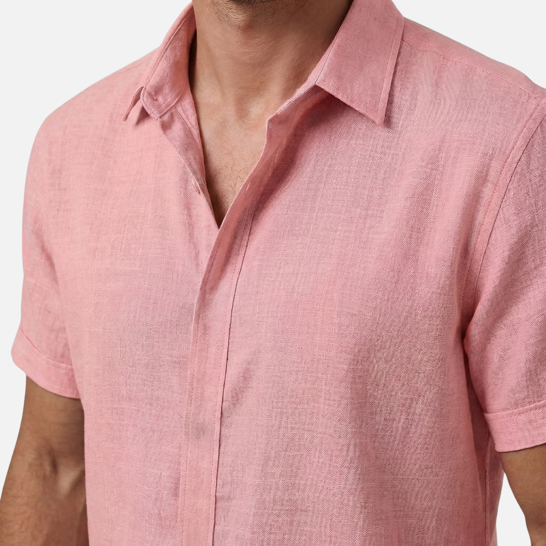 Men's Lightweight Linen Spread Collar Shirt