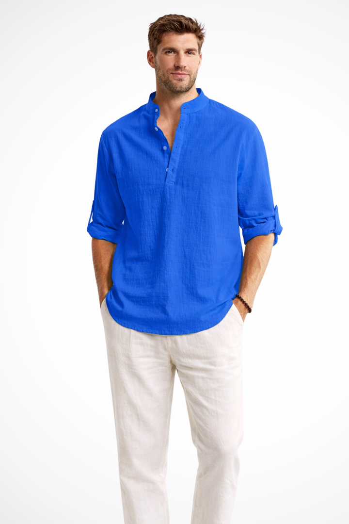 Men's Linen Collar Shirt - Relaxed Fit