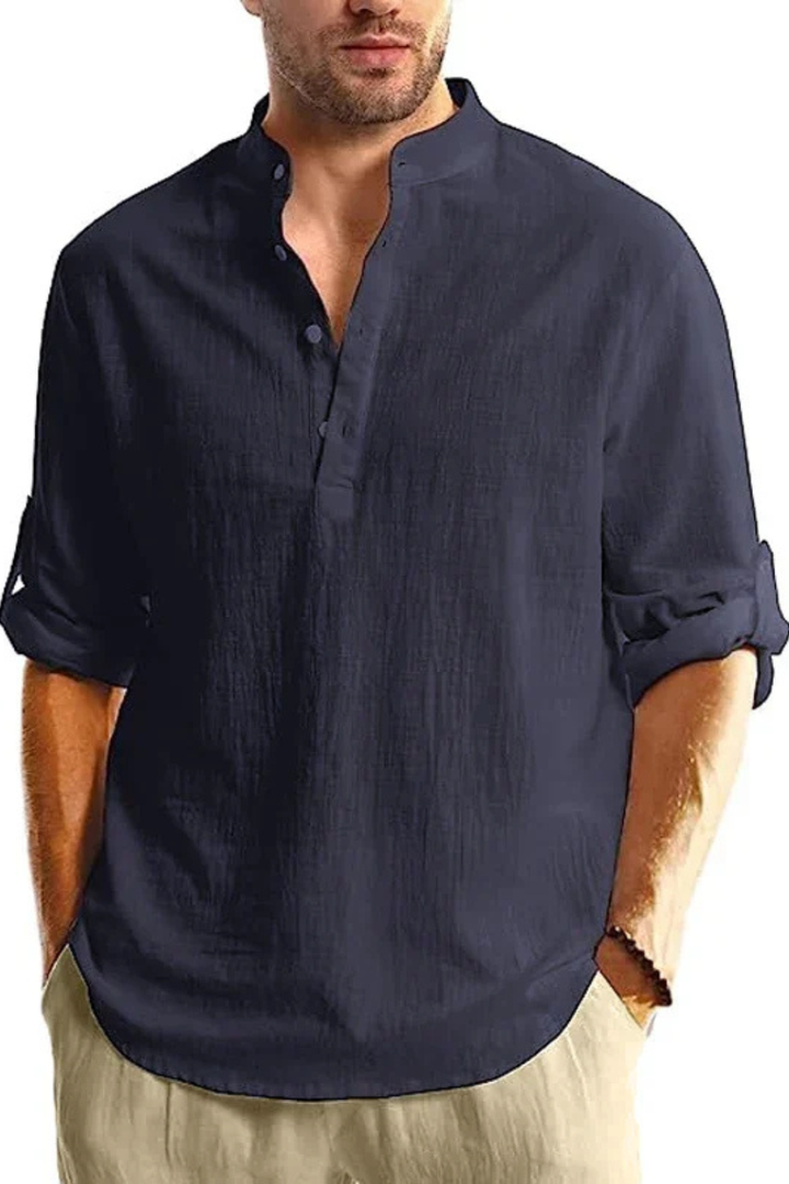Men's Linen Collar Shirt - Relaxed Fit