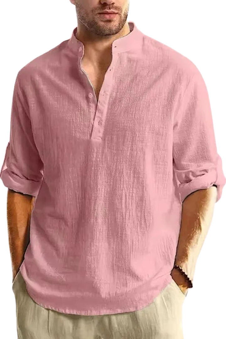 Men's Linen Collar Shirt - Relaxed Fit