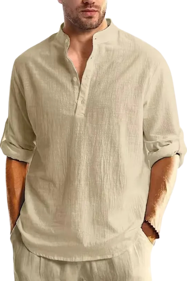 Men's Linen Collar Shirt - Relaxed Fit
