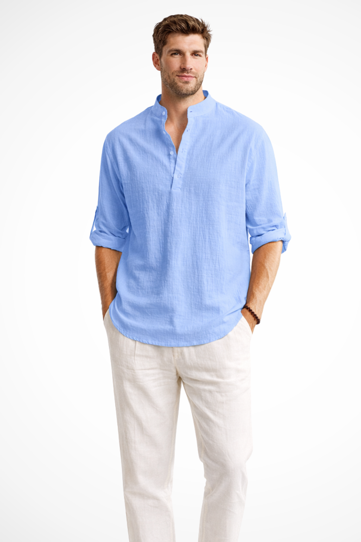 Men's Linen Collar Shirt - Relaxed Fit