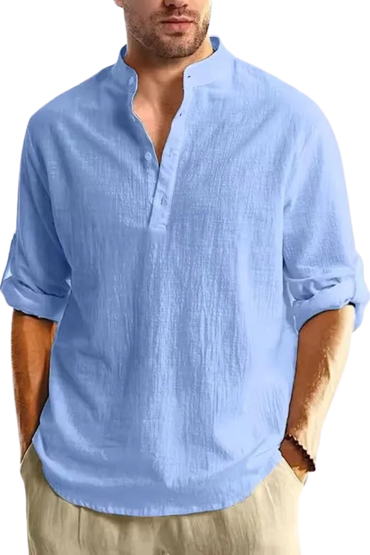 Men's Linen Collar Shirt - Relaxed Fit