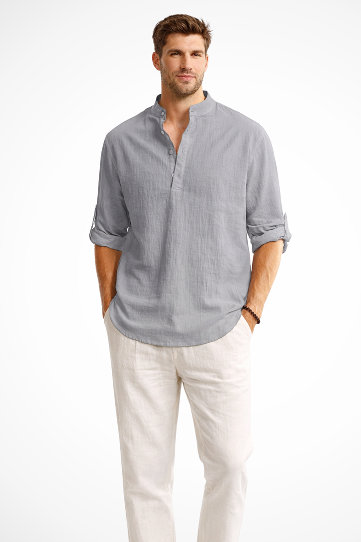Men's Linen Collar Shirt - Relaxed Fit