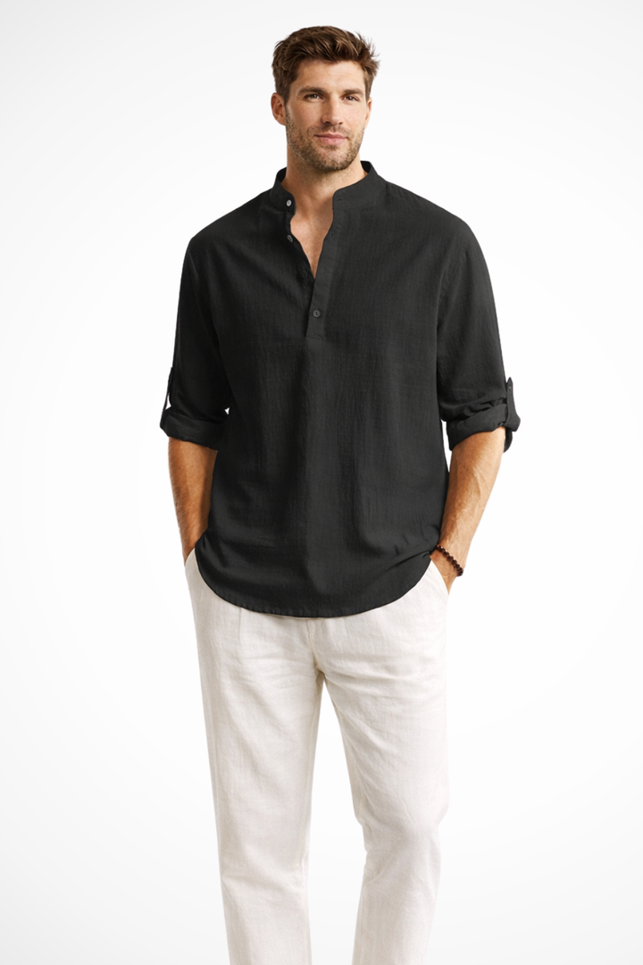 Men's Linen Collar Shirt - Relaxed Fit