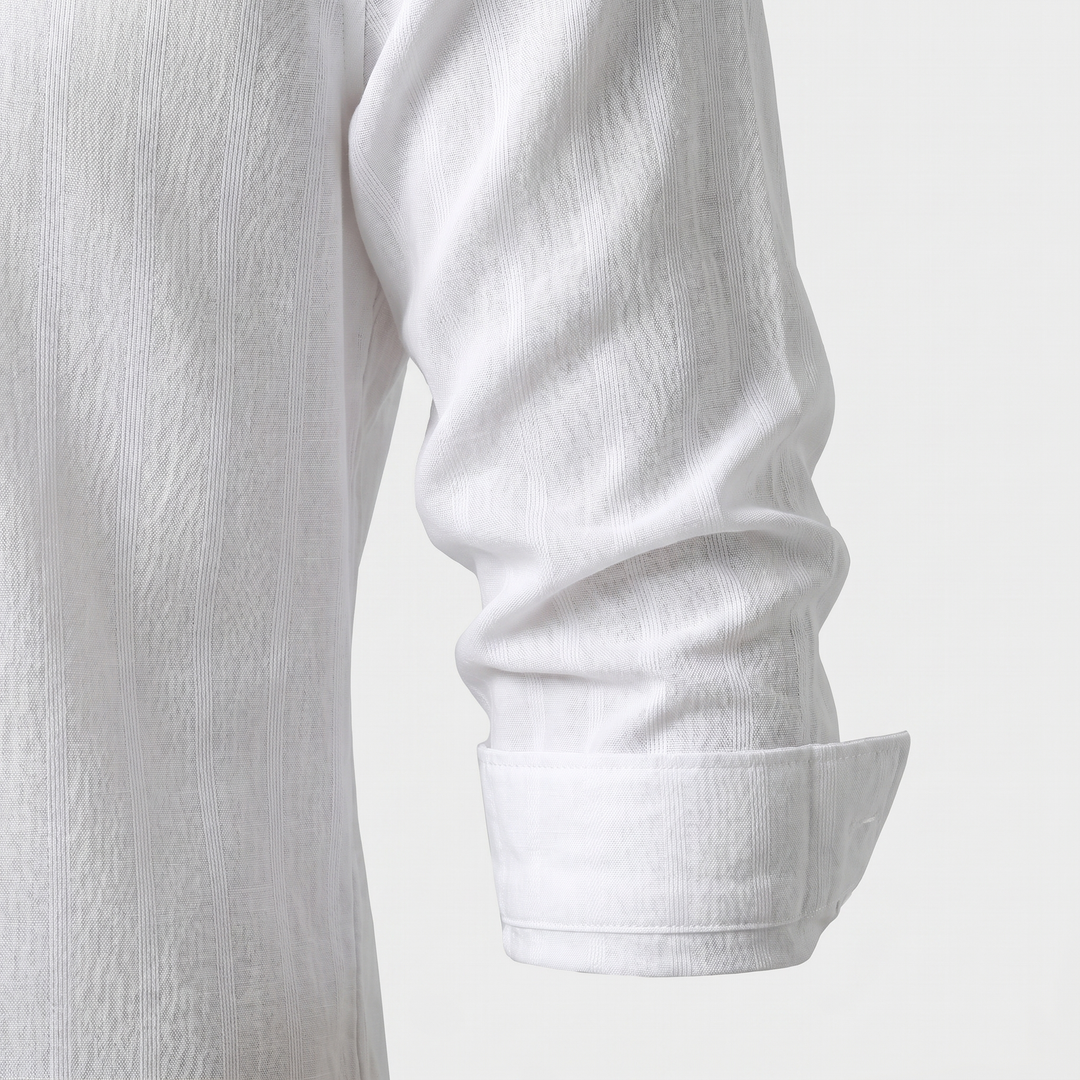 Men's Linen Hooded Button-Up Shirt with Drawstring