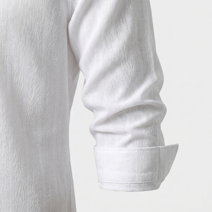 Men's Linen Hooded Button-Up Shirt with Drawstring