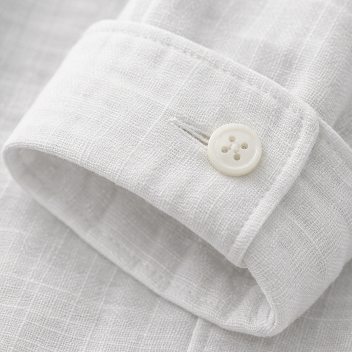 Men's Linen Summer Button-Down Shirt with Roll-Up Sleeves