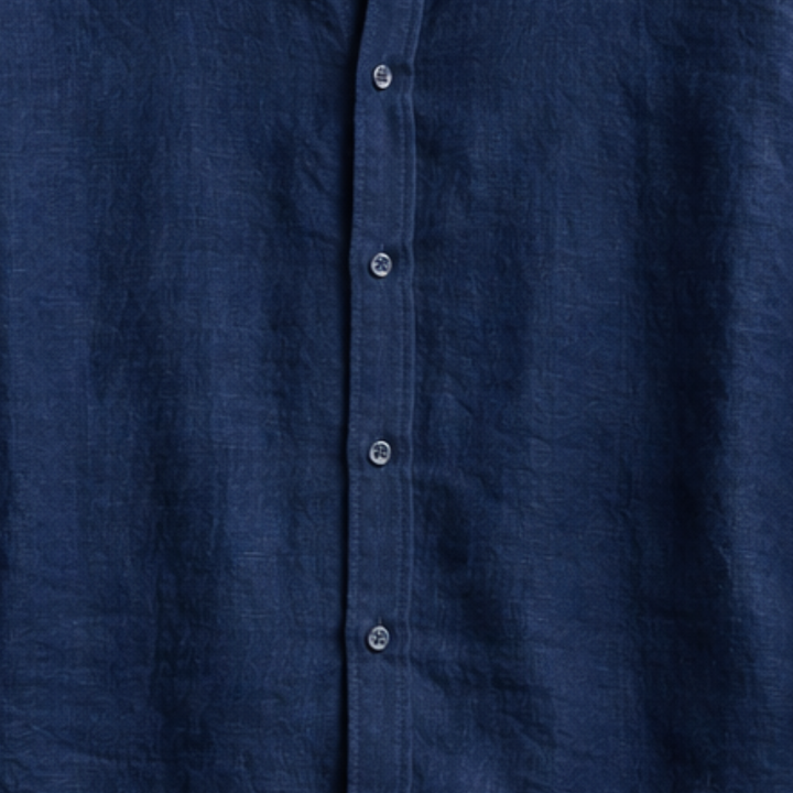 Men's Linen Summer Button-Down Shirt with Roll-Up Sleeves