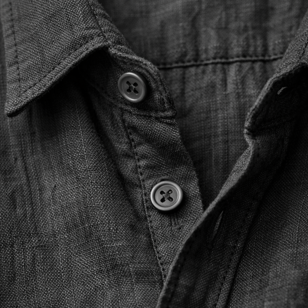 Men's Linen Summer Button-Down Shirt with Roll-Up Sleeves