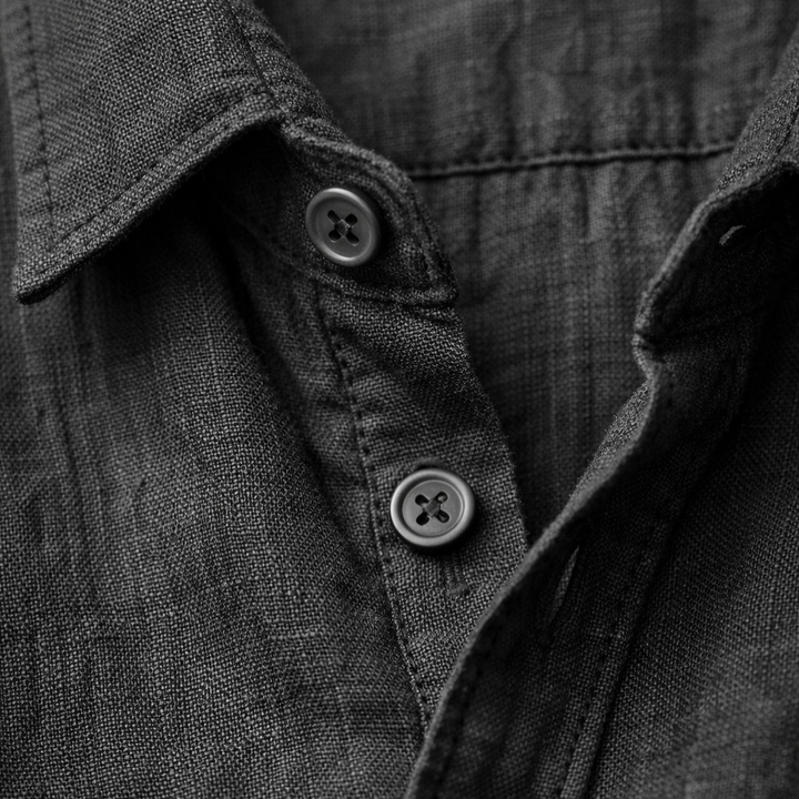 Men's Linen Summer Button-Down Shirt with Roll-Up Sleeves