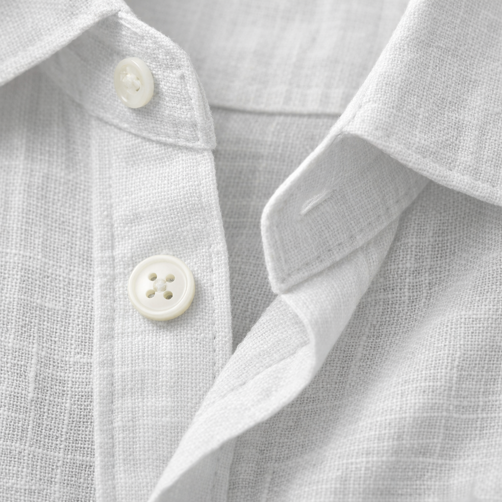 Men's Linen Summer Button-Down Shirt with Roll-Up Sleeves