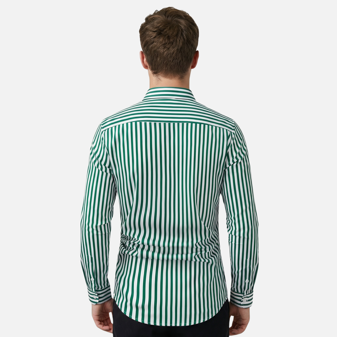 Men's Long Sleeve Casual Striped Button-Up Shirt