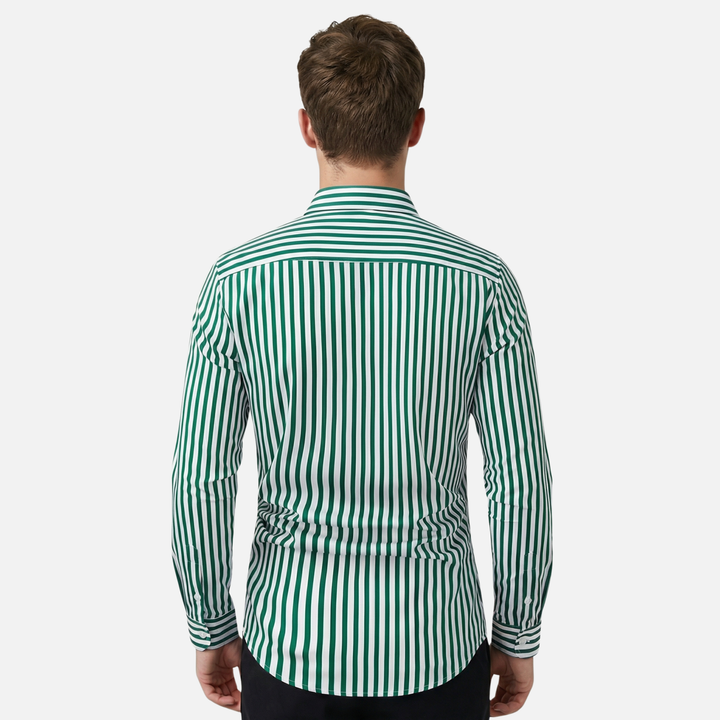 Men's Long Sleeve Casual Striped Button-Up Shirt