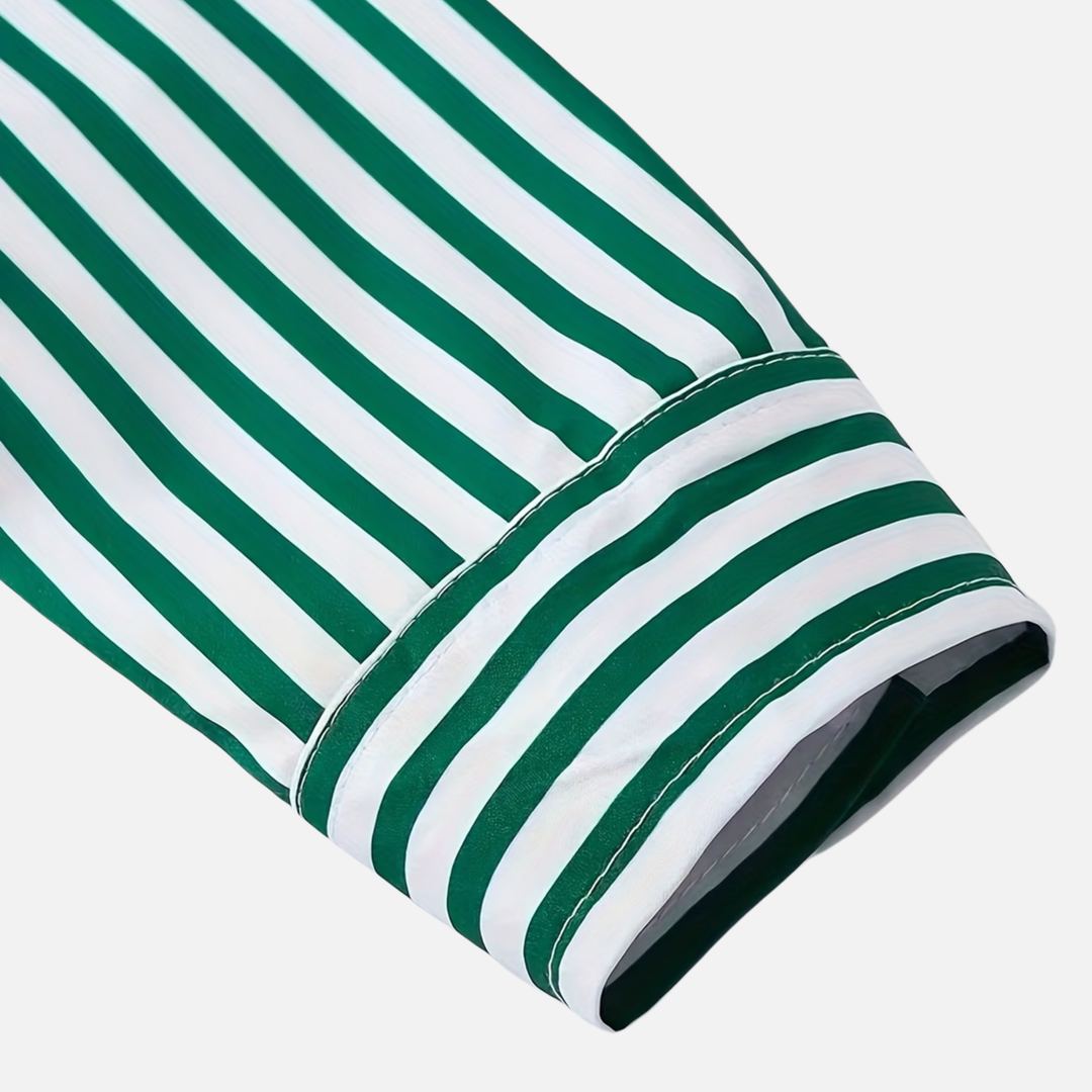 Men's Long Sleeve Casual Striped Button-Up Shirt