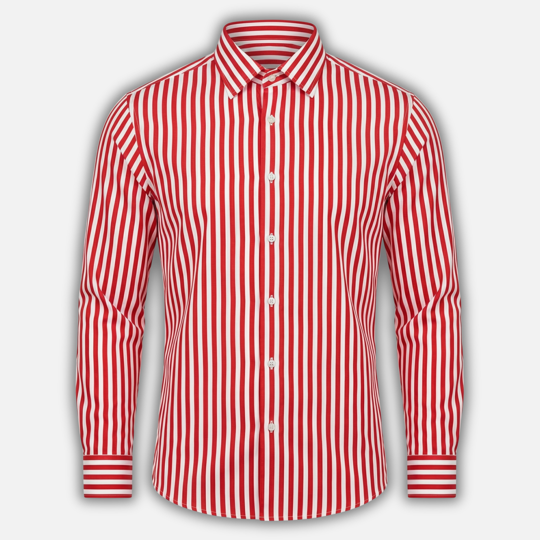 Men's Long Sleeve Casual Striped Button-Up Shirt