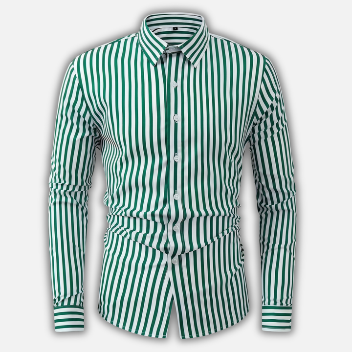 Men's Long Sleeve Casual Striped Button-Up Shirt