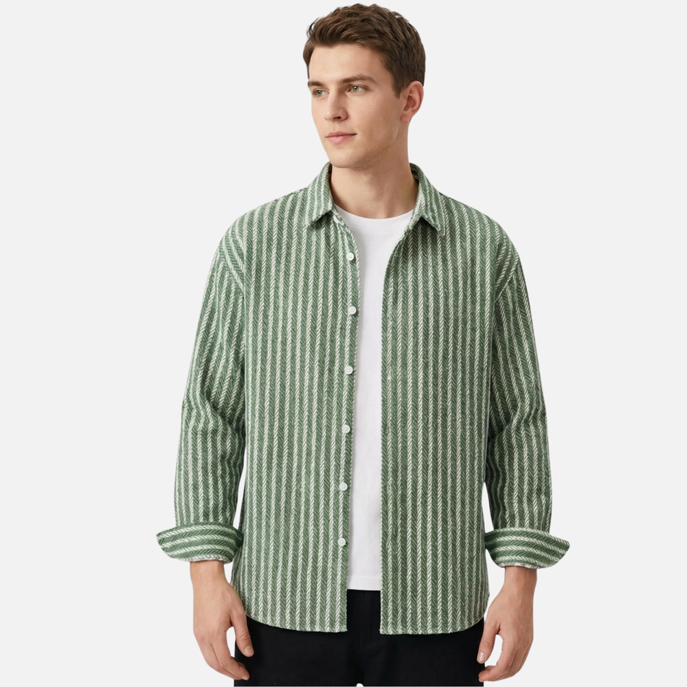 Men's Long Sleeve Striped Layered Shirt