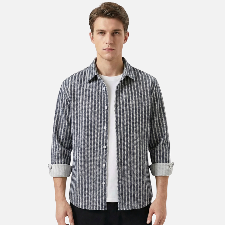 Men's Long Sleeve Striped Layered Shirt