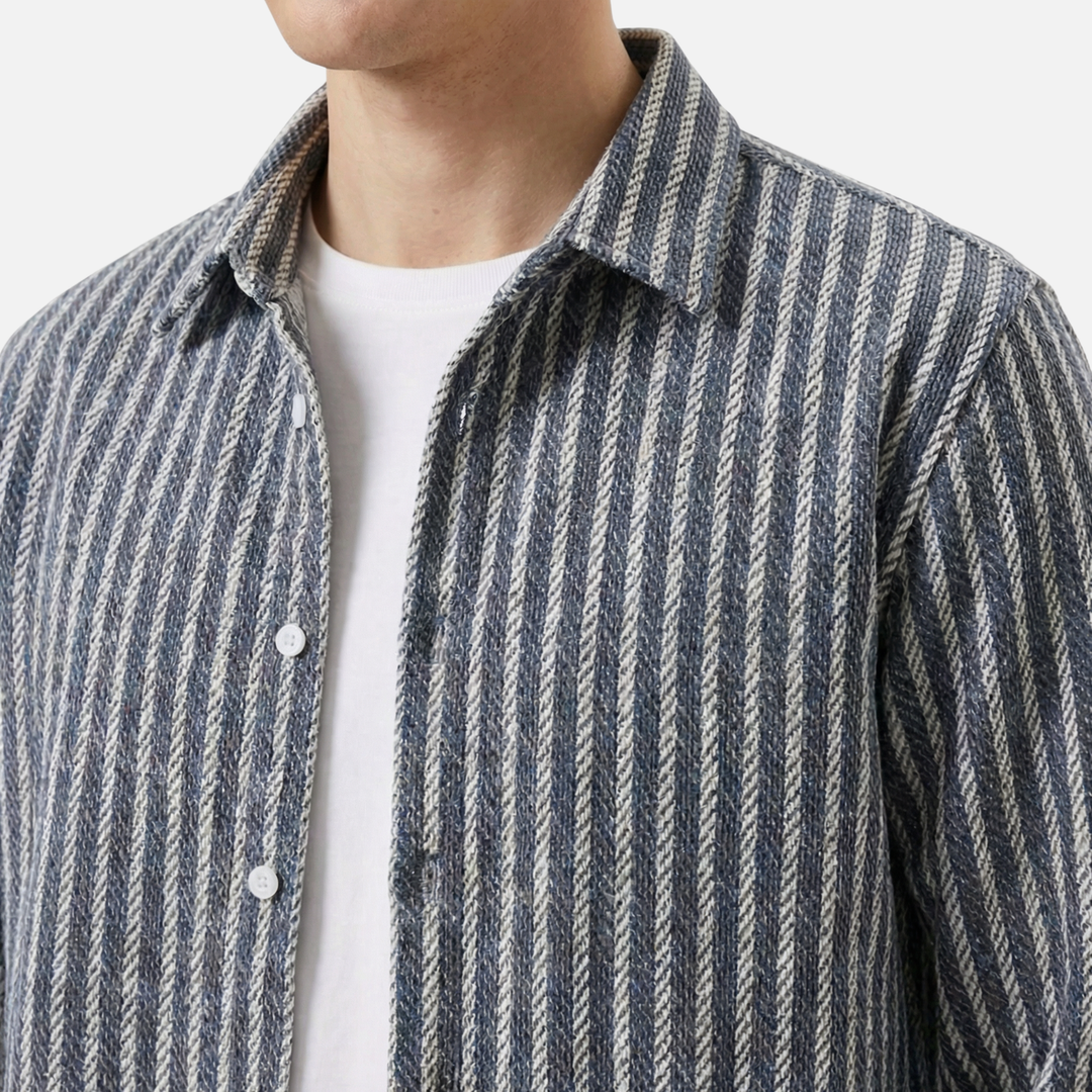 Men's Long Sleeve Striped Layered Shirt