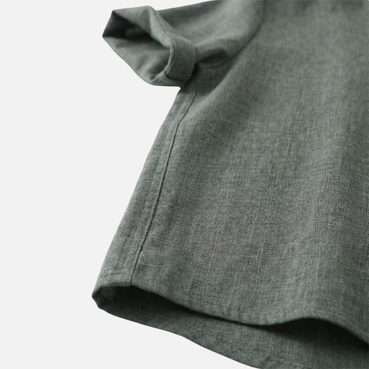Men's Mandarin Collar Textured Cotton Blend Shirt