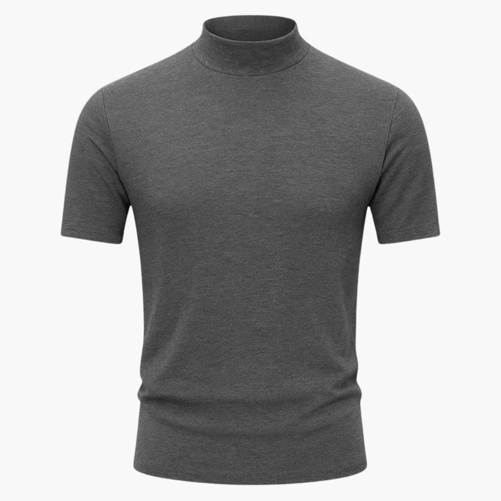 Men's Mock Neck Cotton T-Shirt - Relaxed Fit