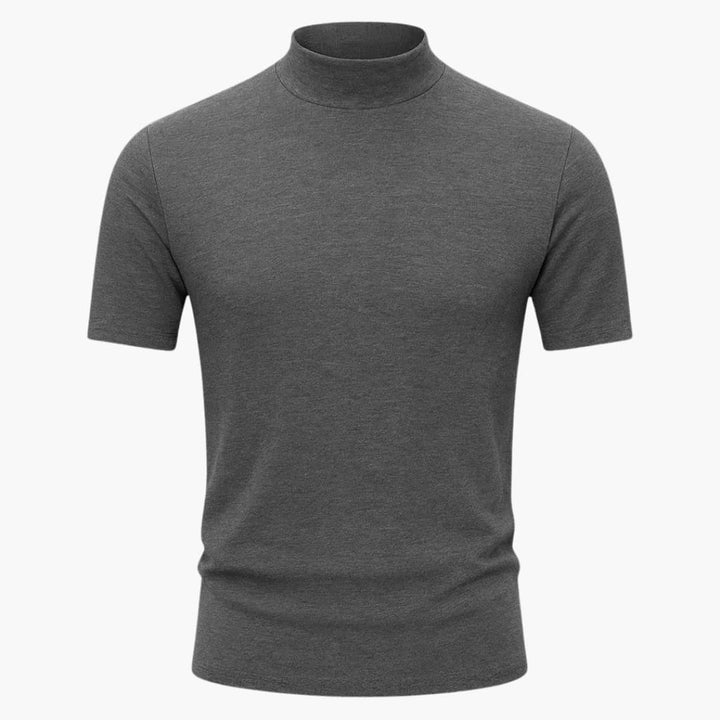 Men's Mock Neck Cotton T-Shirt - Relaxed Fit