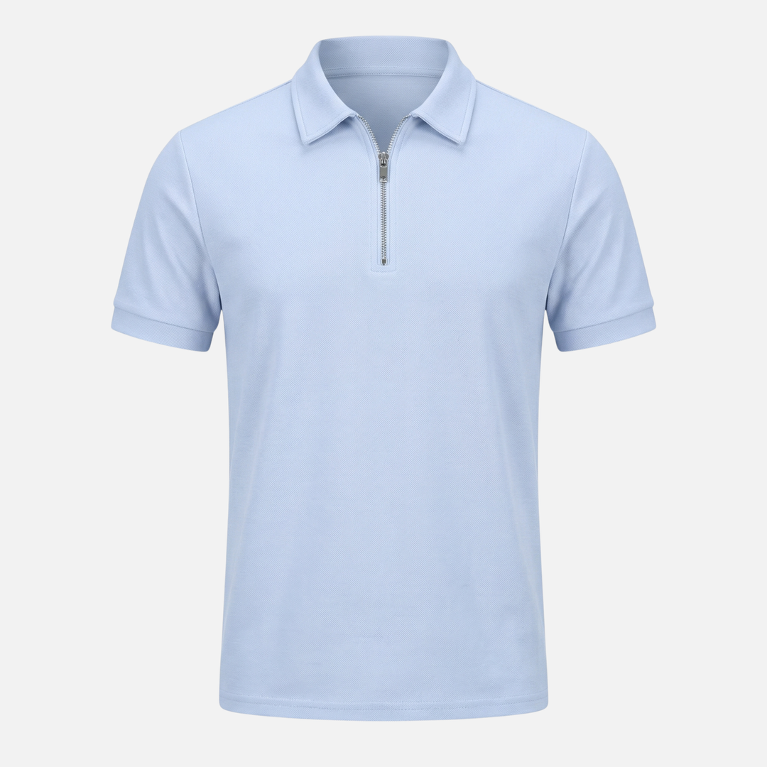 Men's Quarter-Zip Textured Cotton Polo Shirt