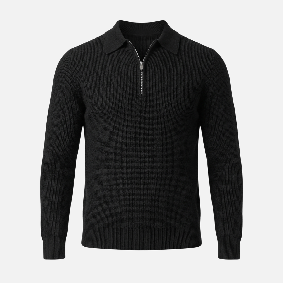 Men's Quarter-Zip Waffle Knit Slim-Fit Sweater