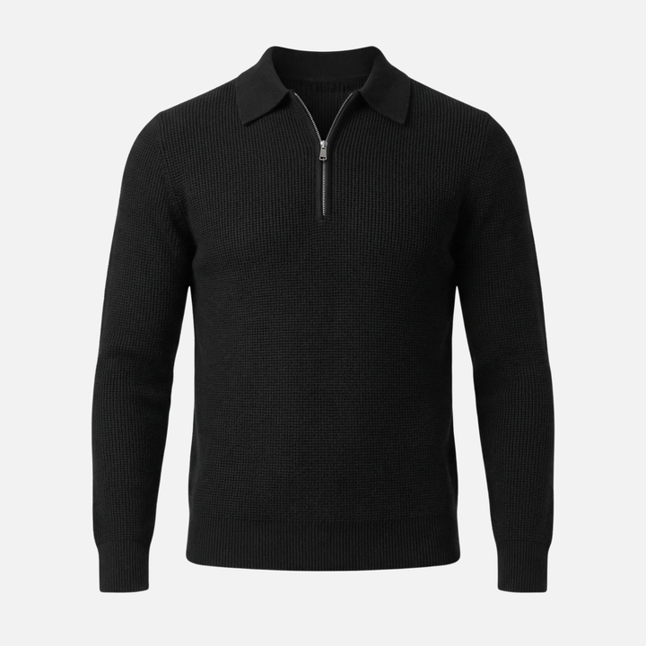 Men's Quarter-Zip Waffle Knit Slim-Fit Sweater