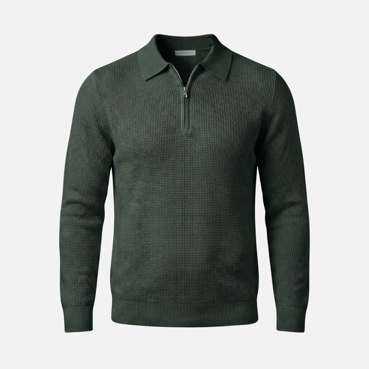 Men's Quarter-Zip Waffle Knit Slim-Fit Sweater