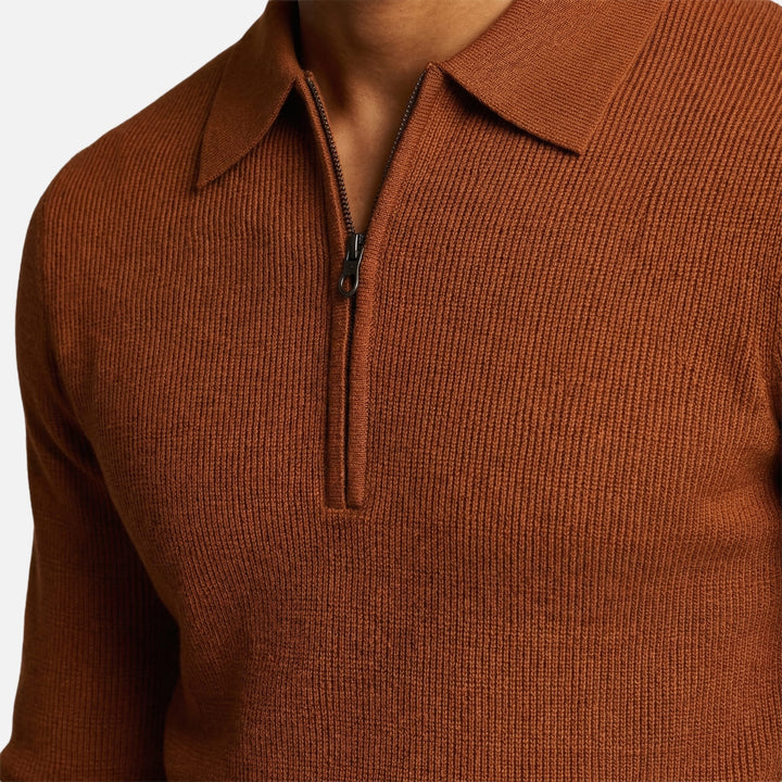 Men's Quarter-Zip Waffle Knit Slim-Fit Sweater
