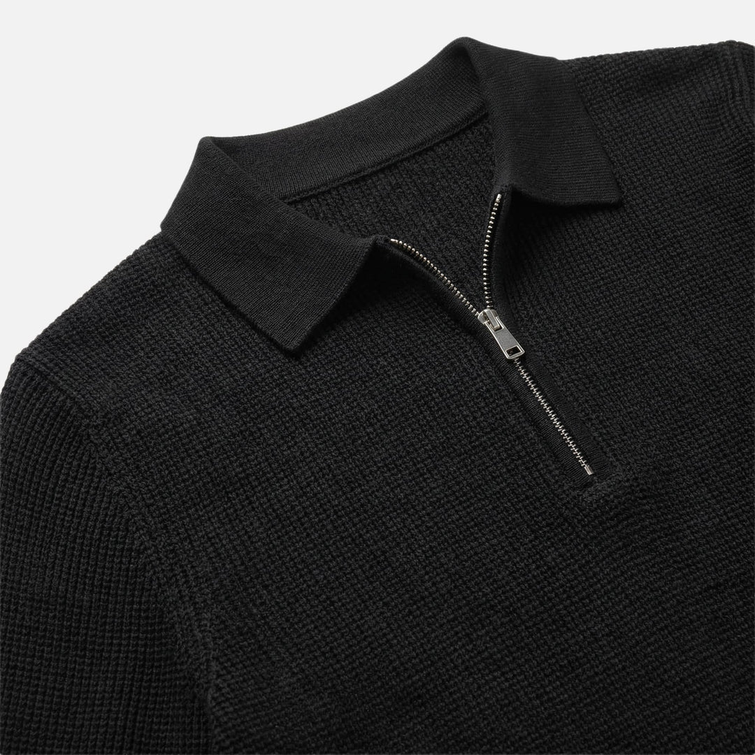Men's Quarter-Zip Waffle Knit Slim-Fit Sweater